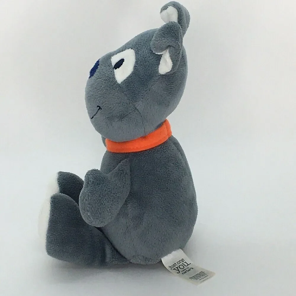 Carters Just One You Plush Gray Bulldog‎ Puppy Dog Baby Toy Orange Collar 2012